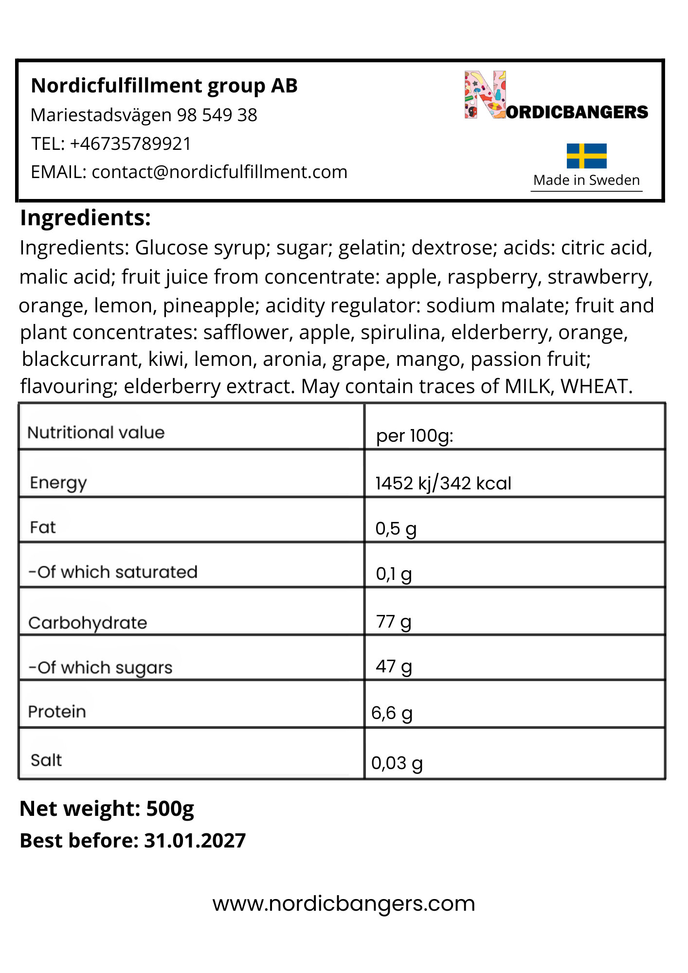 Swedish Candy - GOLDBEAR SOUR - Nordicbangers