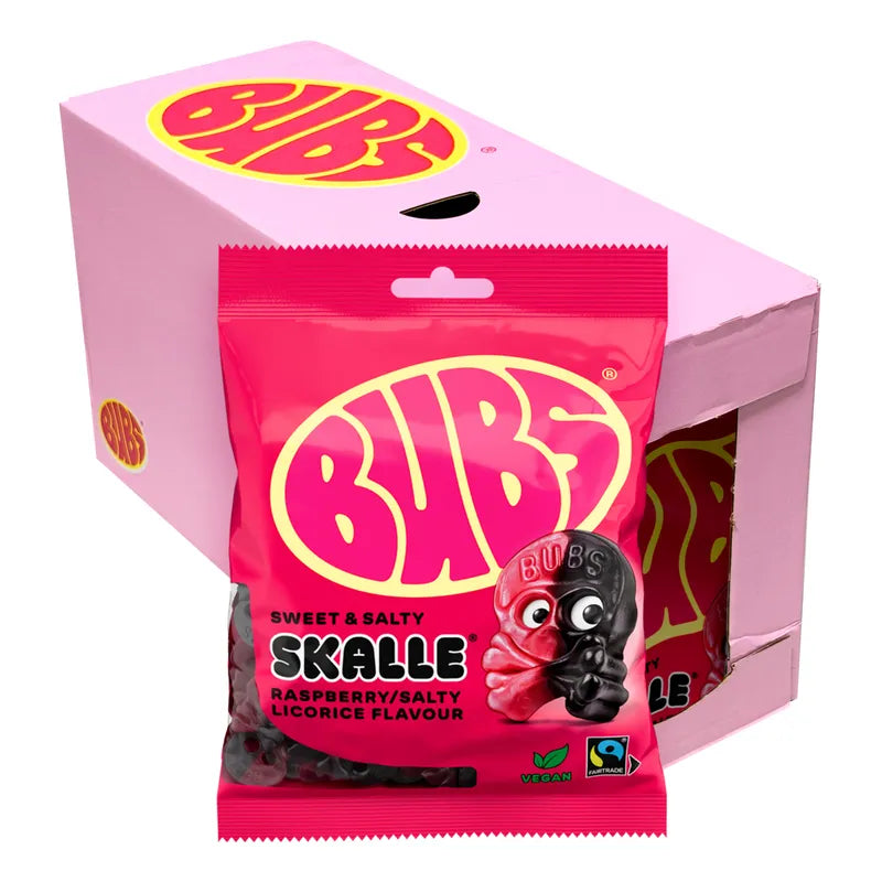 BUBS Raspberry Salty Licorice Skalle 155g