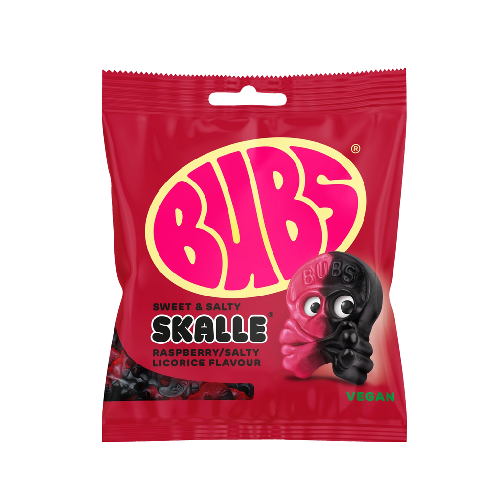 BUBS Raspberry Salty Licorice Skalle 155g