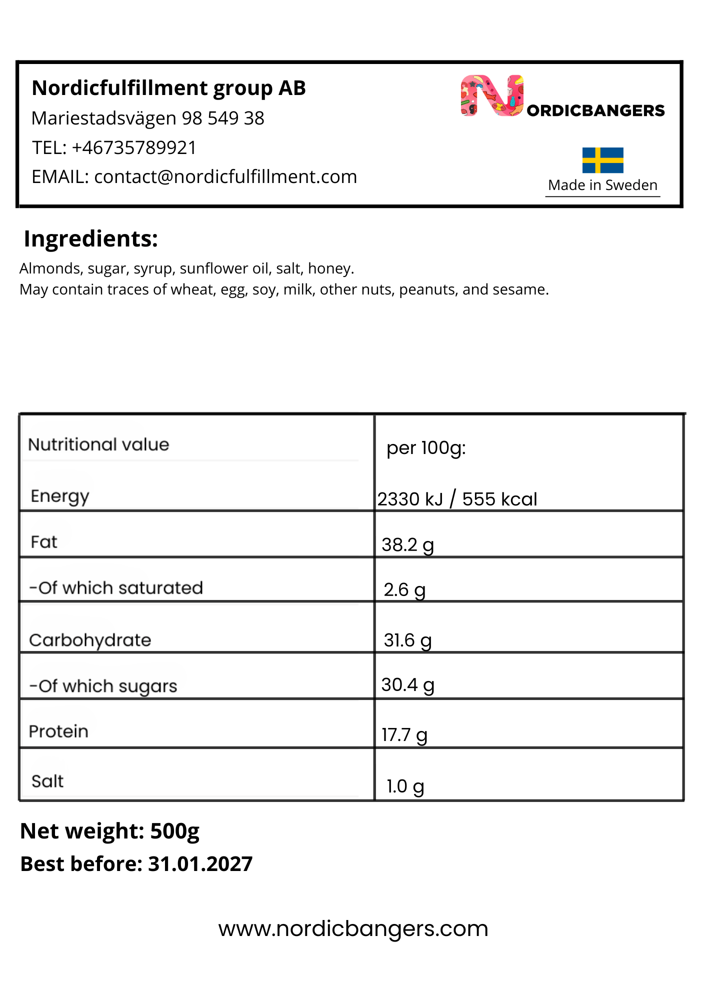 Almonds Roasted Honey - Nordicbangers
