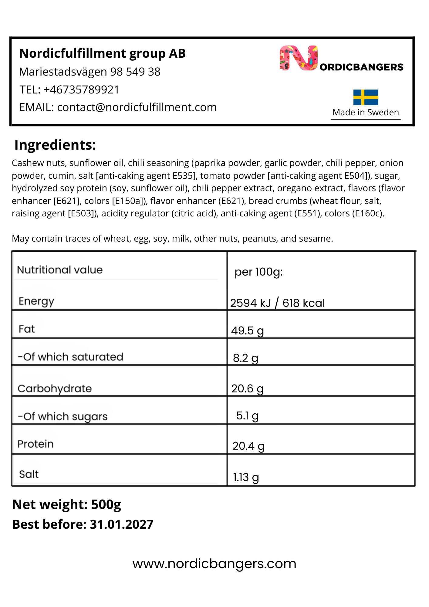 Cashew Chili - Nordicbangers