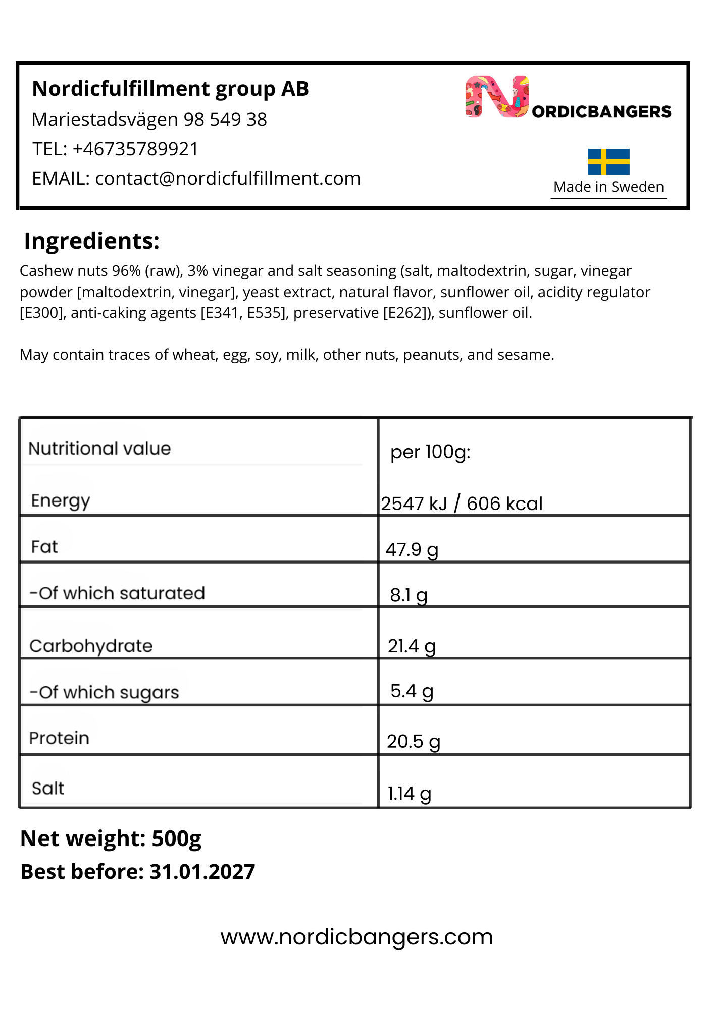 Cashew Salt & Vinegar - Nordicbangers
