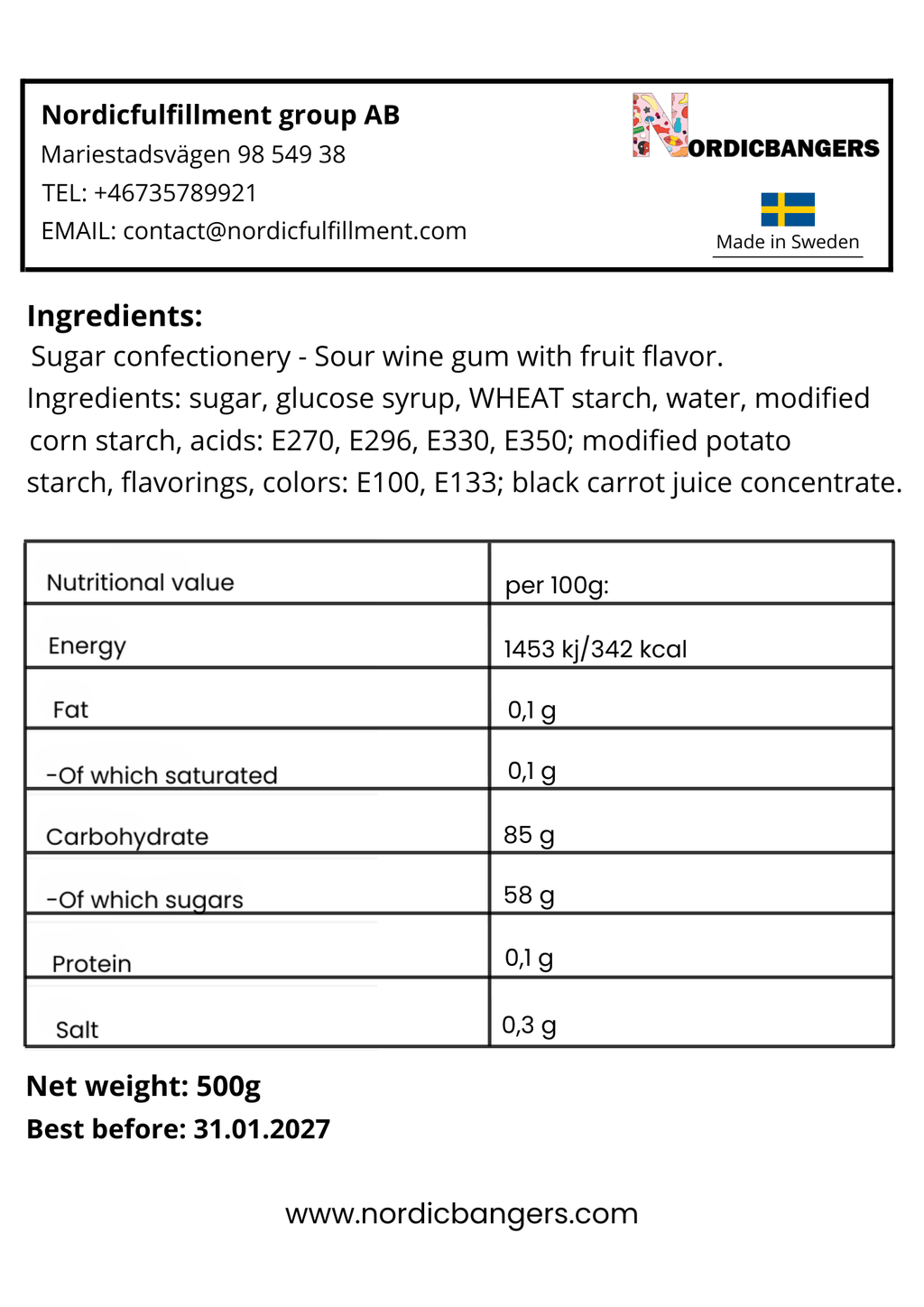 Swedish Candy - ASTRA SWEET - Sour Tongue Painter Dummy - Nordicbangers