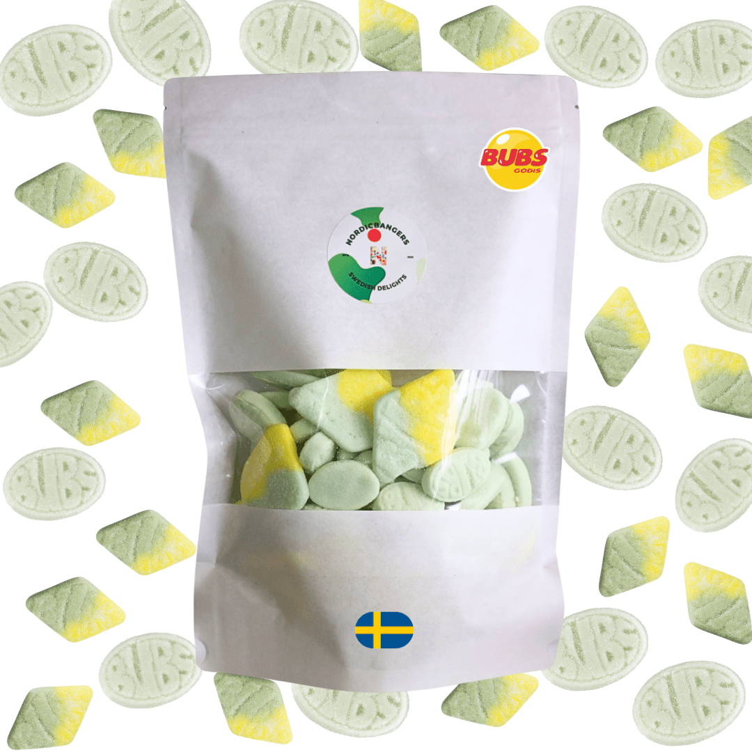 Swedish Candy - Bubs Mix Bag - Cool Fruity Pear - Sour Foam Rombs Tutti Frutti - Nordicbangers