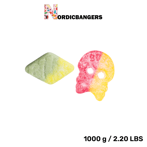 Swedish Candy - Bubs Mix Bag - Giant Sour Skulls - Sour Foam Rombs Tutti Frutti - Nordicbangers