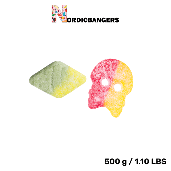 Swedish Candy - Bubs Mix Bag - Giant Sour Skulls - Sour Foam Rombs Tutti Frutti - Nordicbangers