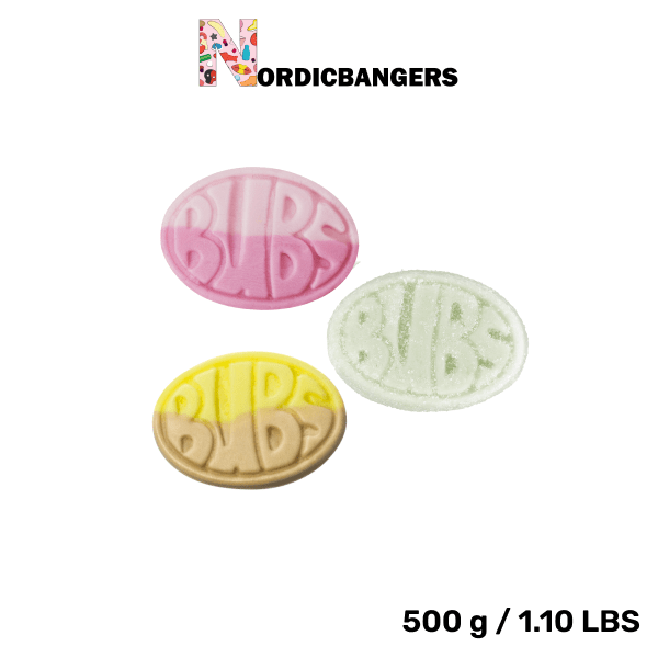 Swedish Candy - Bubs Oval Mix Bag - Cool Fruity Pear - Wild Strawberry Pomegranate - Banana Bubs - Nordicbangers