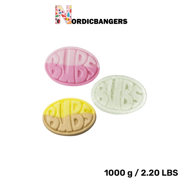 Swedish Candy - Bubs Oval Mix Bag - Cool Fruity Pear - Wild Strawberry Pomegranate - Banana Bubs - Nordicbangers