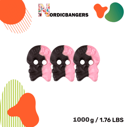 Swedish Candy - Bubs Raspberry/Licorice Skull Foam - Nordicbangers