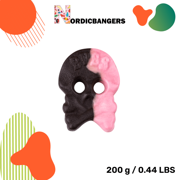Swedish Candy - Bubs Raspberry/Licorice Skull Foam - Nordicbangers