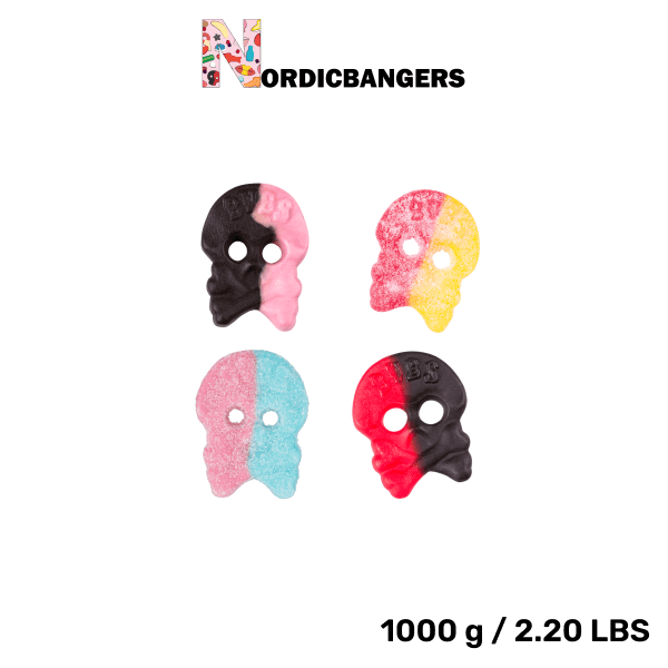 Swedish Candy - Bubs Skull Mix Bag - Dizzy - Raspberry/Liquorice - Giant Sour - Raspberry/Liquorice Foam - Nordicbangers