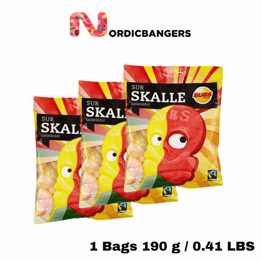 Swedish Candy - BUBS Sour Skulls 190g Bags - Nordicbangers