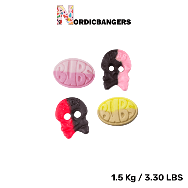 Swedish Candy - Bubs Sweet Mix Bag - Raspberry/Liquorice - Raspberry/Liquorice - Foam Wild Strawberry Pomegranate - Banana Bubs - Nordicbangers