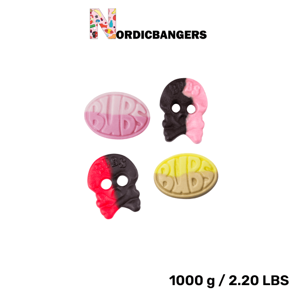 Swedish Candy - Bubs Sweet Mix Bag - Raspberry/Liquorice - Raspberry/Liquorice - Foam Wild Strawberry Pomegranate - Banana Bubs - Nordicbangers