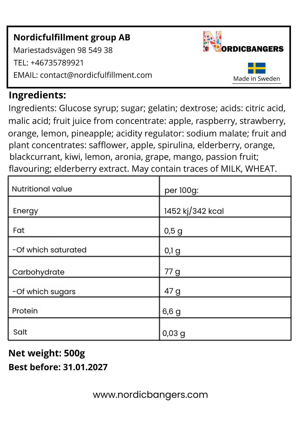 Swedish Candy - GOLDBEAR SOUR - Nordicbangers