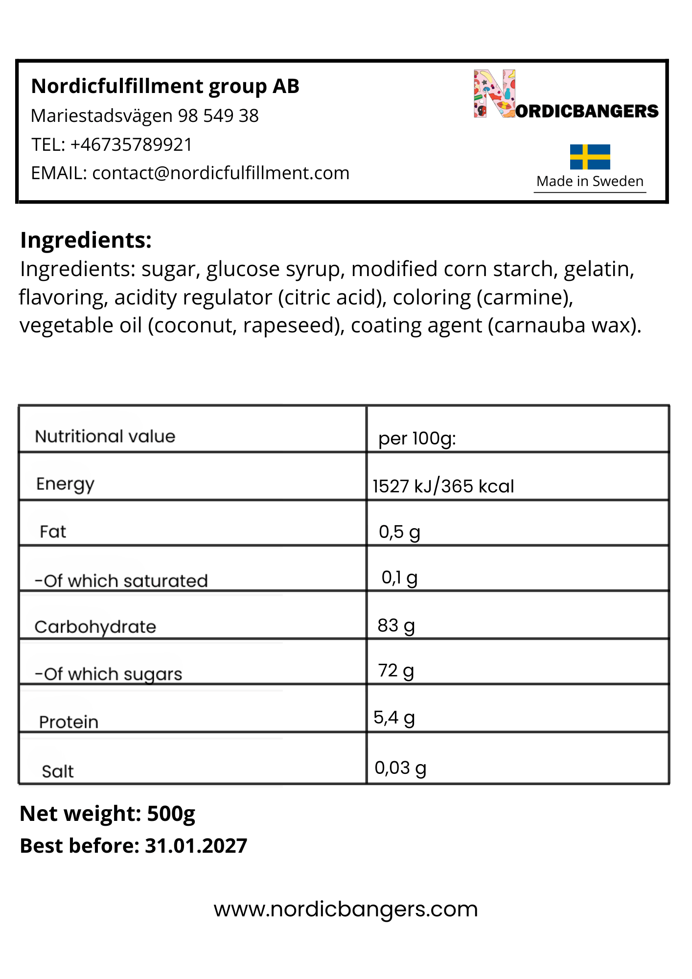 Swedish Candy - Toms Ferarri Cars - Nordicbangers