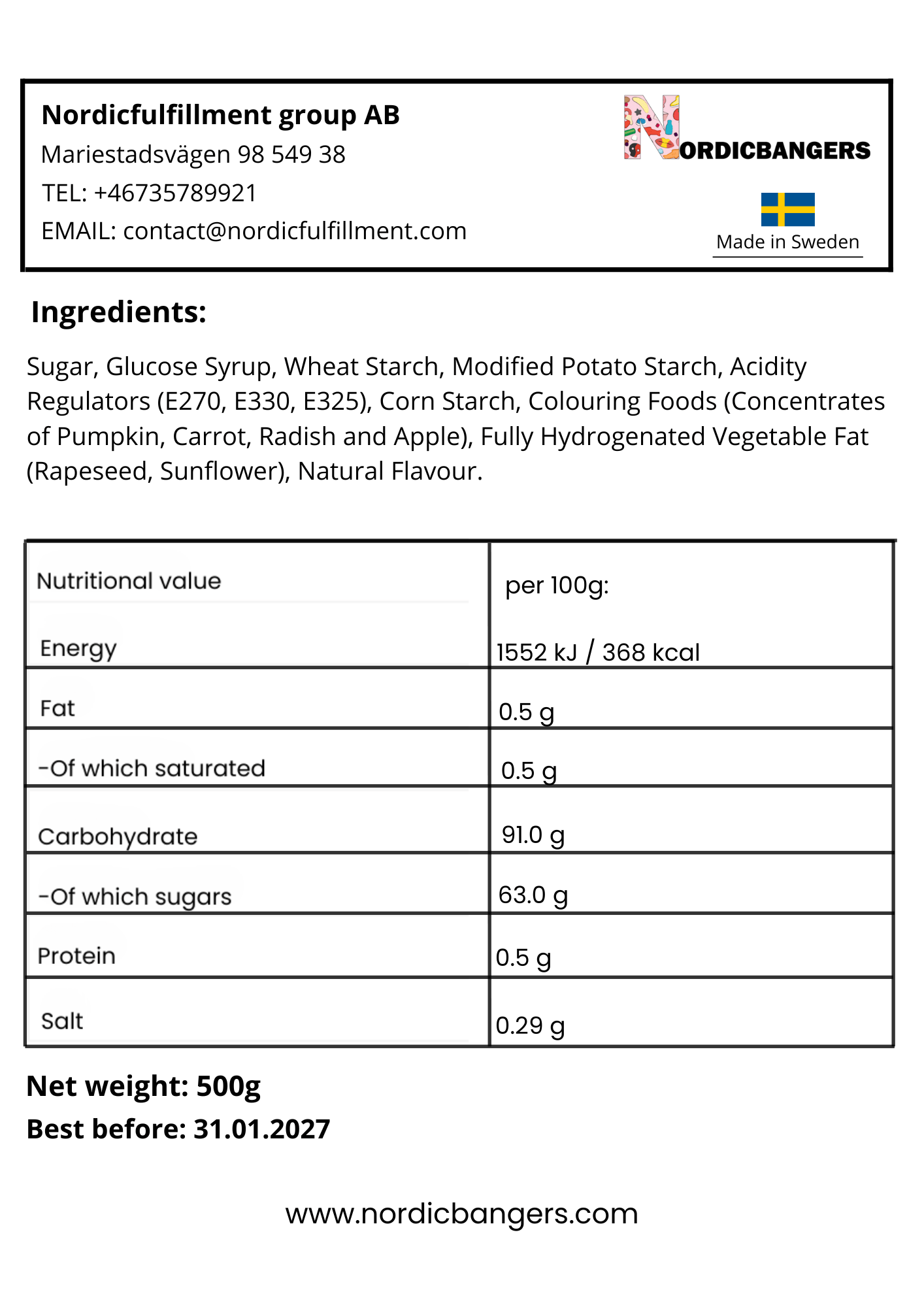 Swedish Candy - Tutti Frutti Sour Melon - Nordicbangers