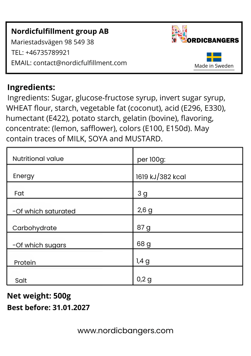 Swedish Candy - VIDAL XL Sour Cola - Nordicbangers