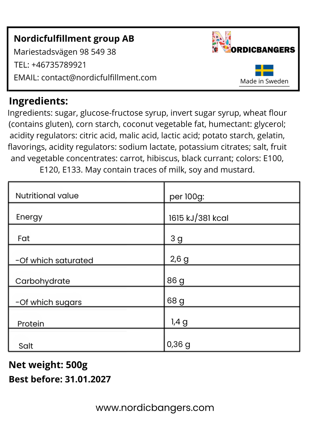 Swedish Candy - VIDAL XL Sour Rainbow - Nordicbangers