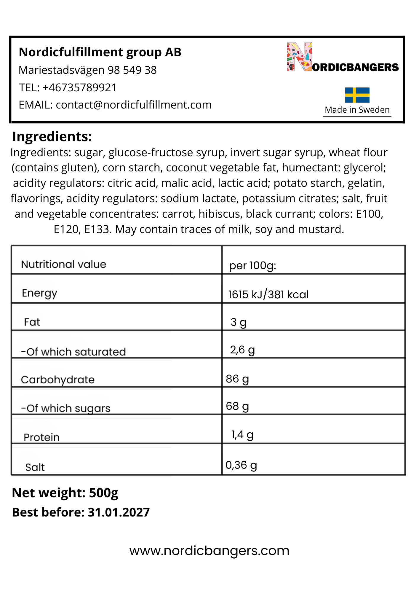 Swedish Candy - VIDAL XL Sour Rainbow - Nordicbangers