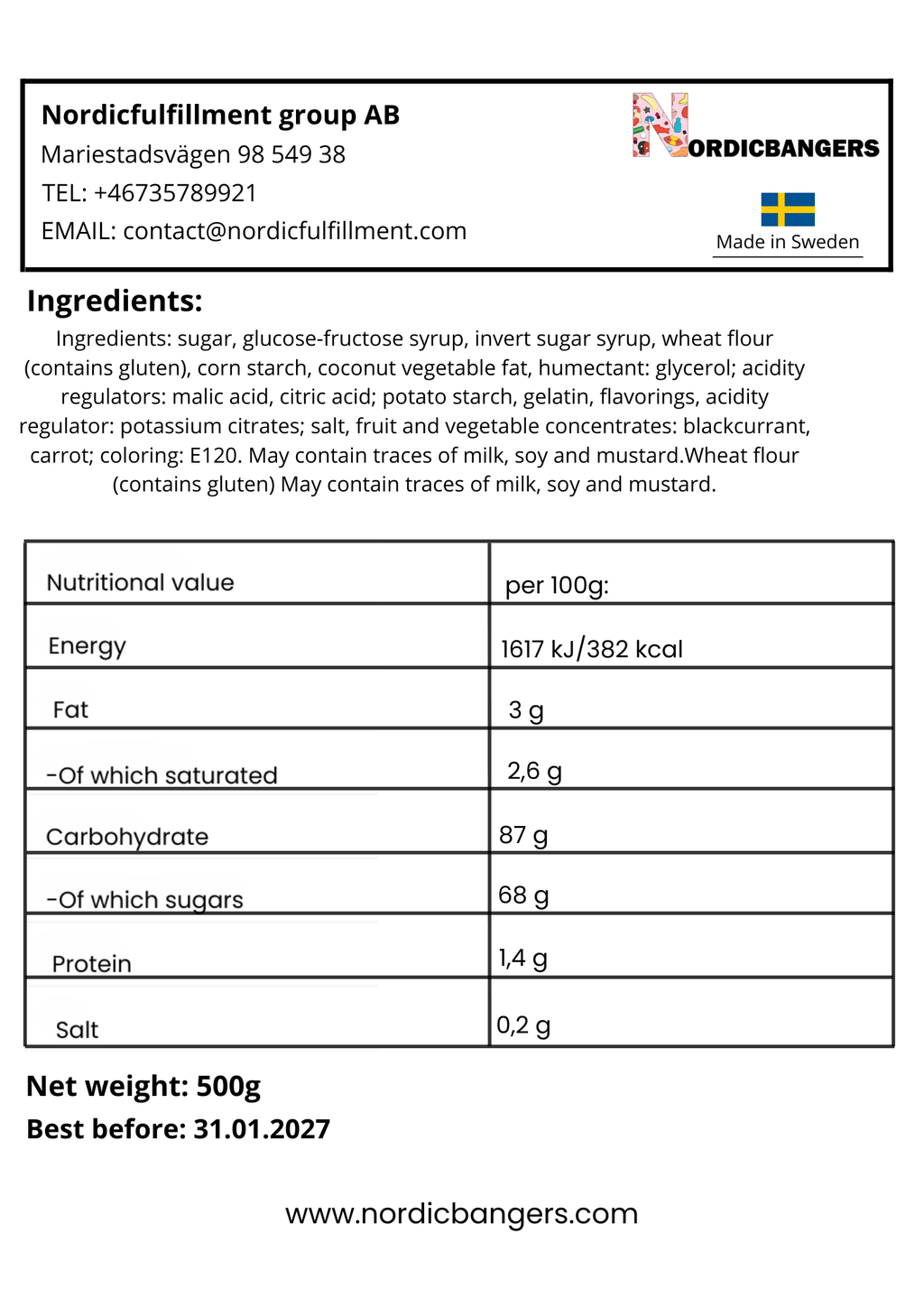 Swedish Candy - VIDAL XL Sour Strawberry - Nordicbangers