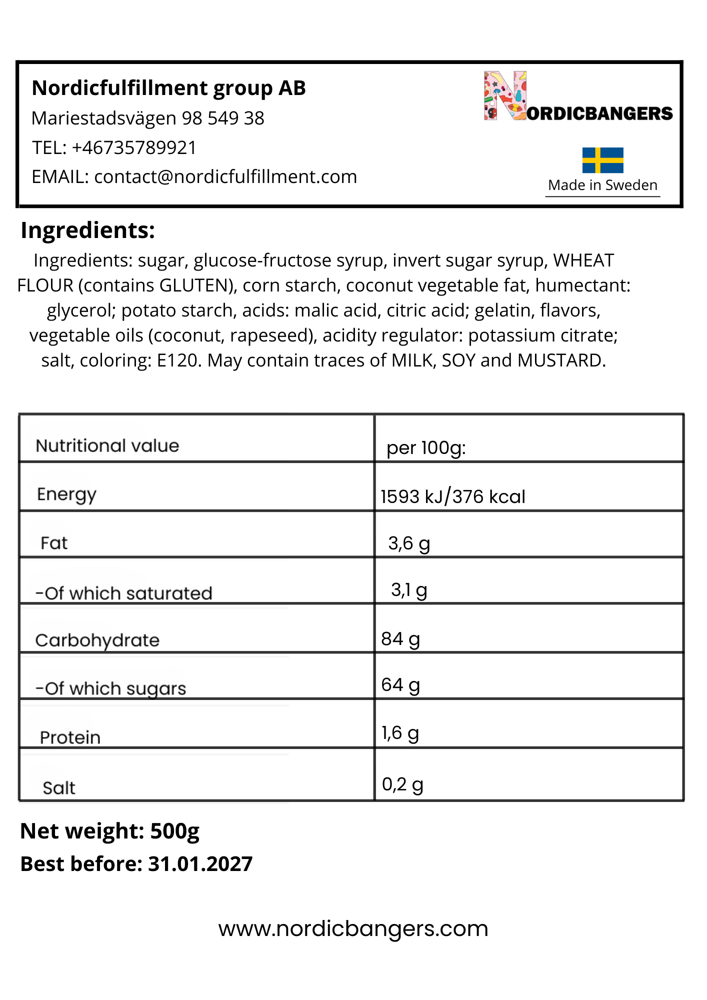 Swedish Candy - VIDAL Xl Strawberry Cream - Nordicbangers